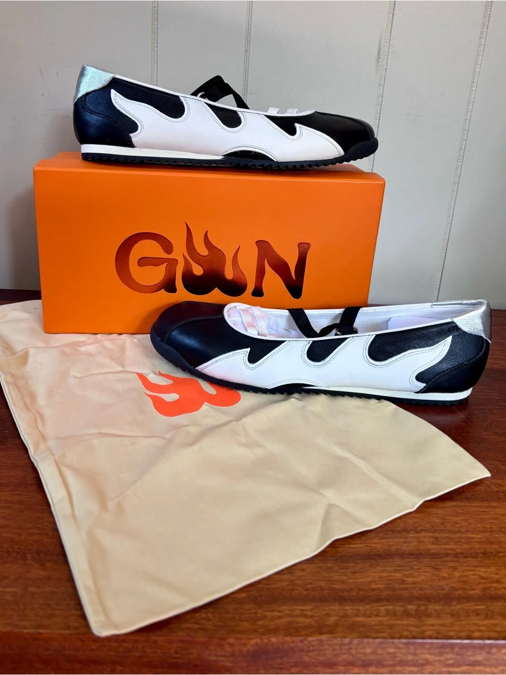 New in Box Black & White Slip-On Ballet Sneakers - Sneakerina